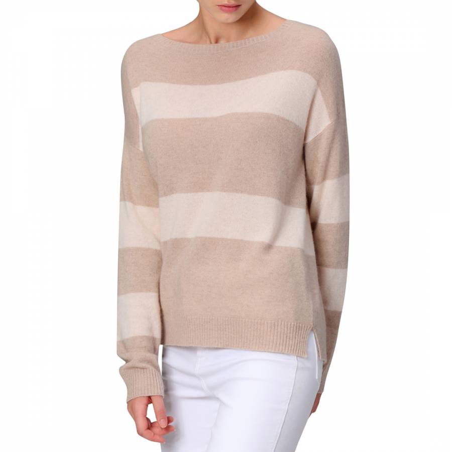 Beige-Cream Cashmere Blend Knitted Pullover - BrandAlley