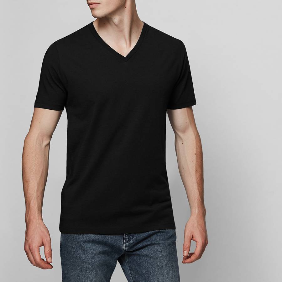 Black Dayton V Neck Cotton T-Shirt - BrandAlley