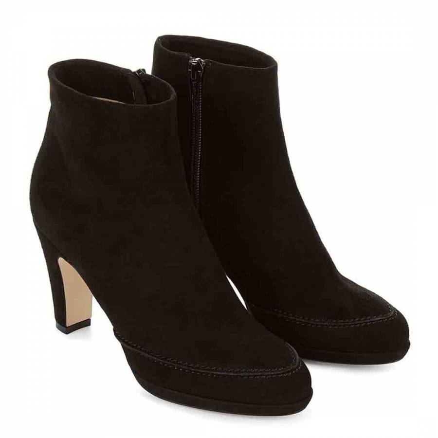 Black Sandy Leather Ankle Boot - BrandAlley