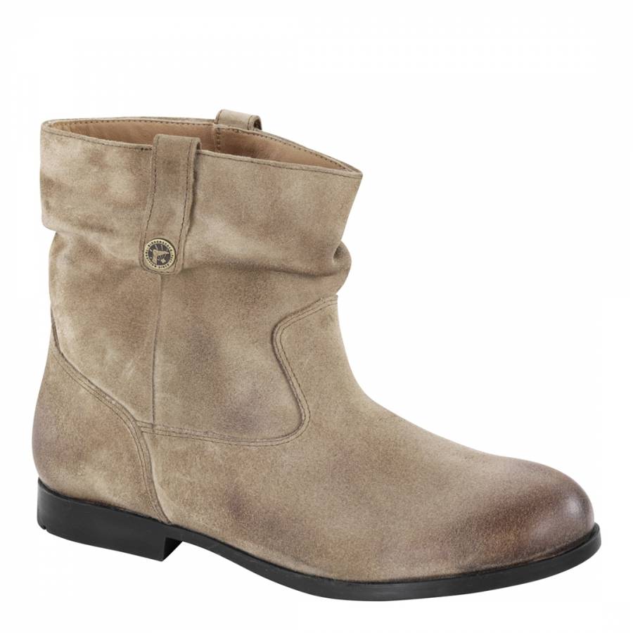 Taupe Suede Leather Sarnia Slouch Narrow Ankle Boots - BrandAlley