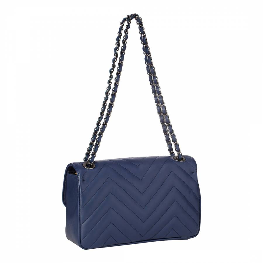 Blue Zigzag Quilted Cross Body Bag - BrandAlley