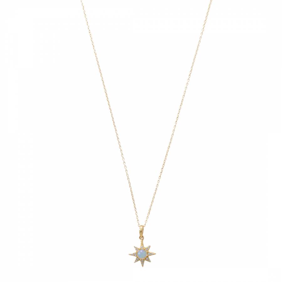 Gold Cubic Zirconia Star Opal Pendant Necklace - BrandAlley