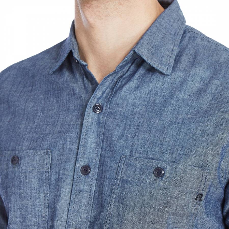 Blue Denim Casual Cotton Shirt - BrandAlley