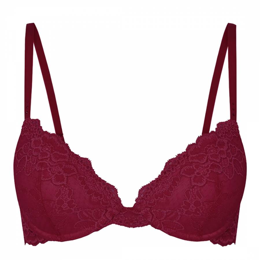 Burgundy My Fit Lace FMO Push Up Plunge Bra - BrandAlley