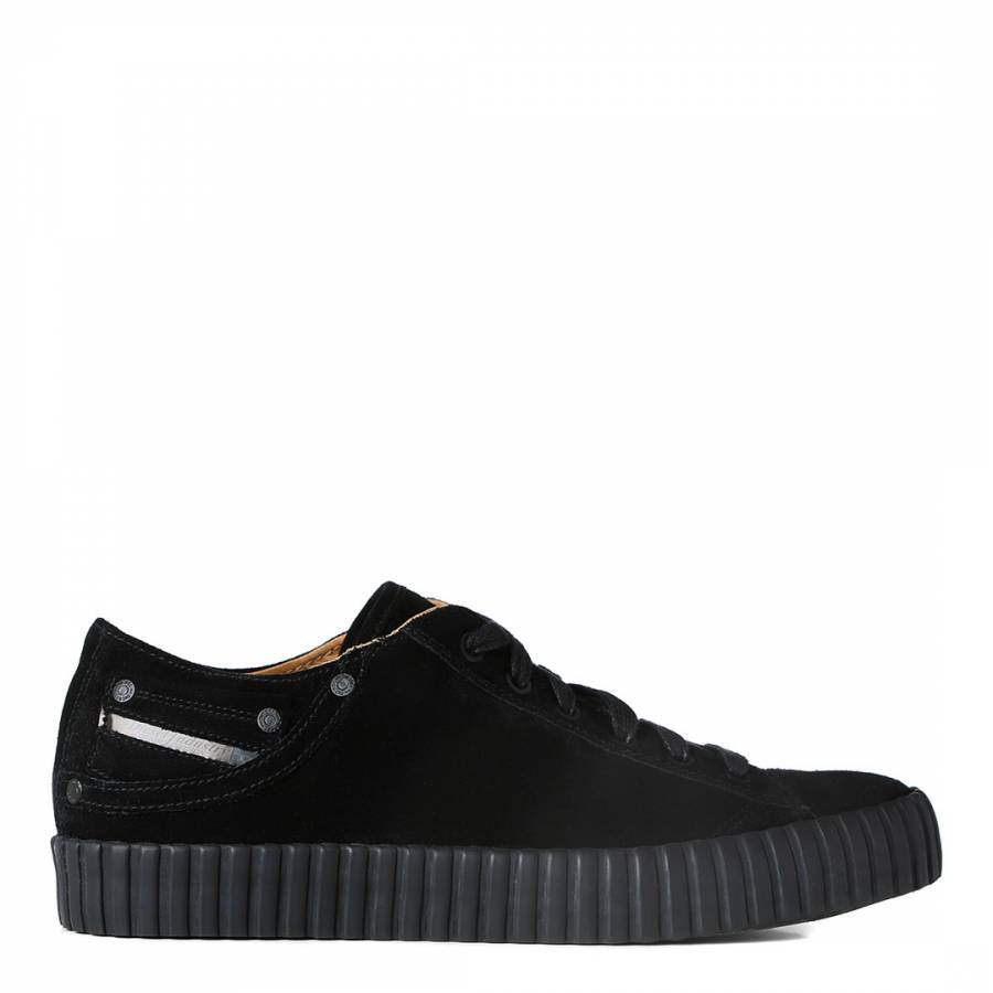 Black Exposure Leather Trainers - BrandAlley