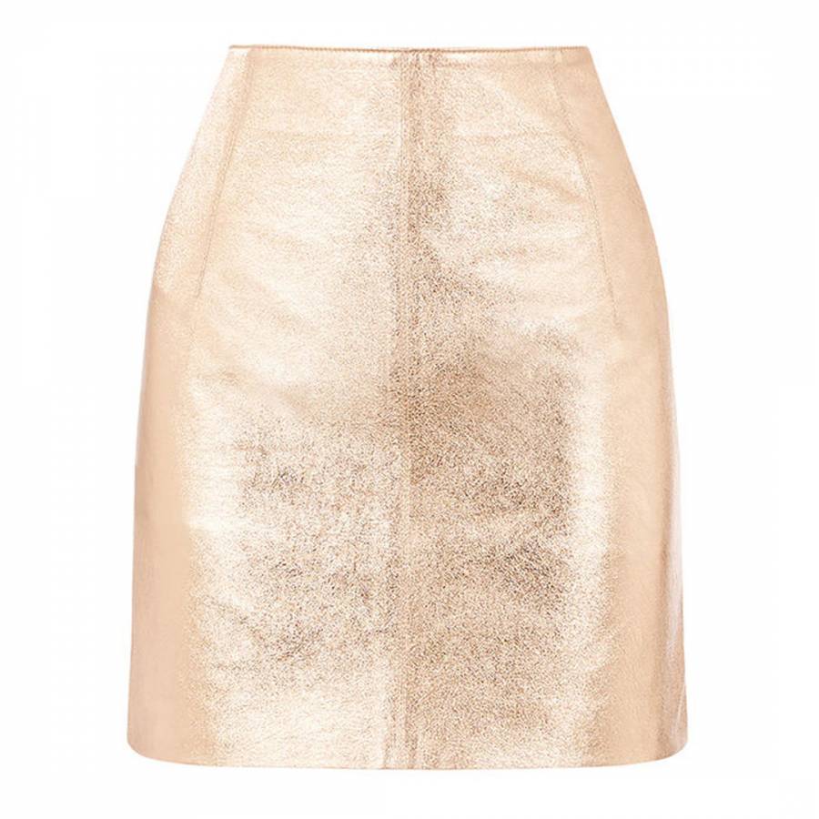 Gold Faux Leather Metallic Mini Skirt - BrandAlley
