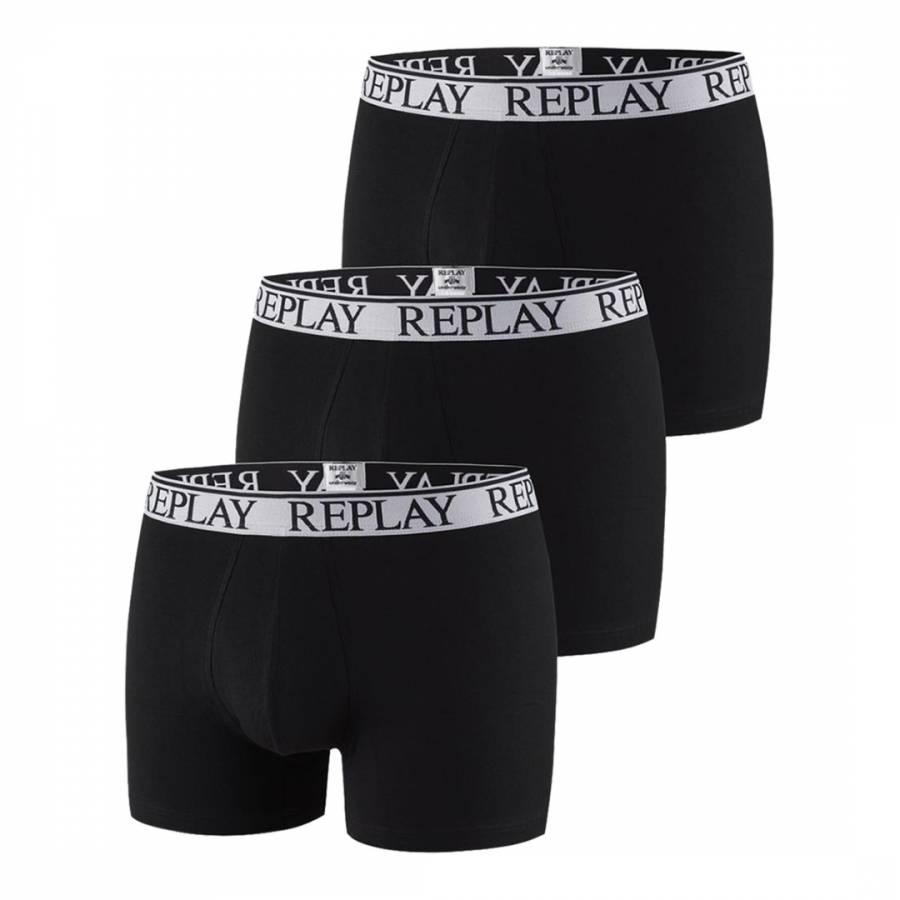 Black 3 Pack Stretch Cotton Boxer Shorts - BrandAlley