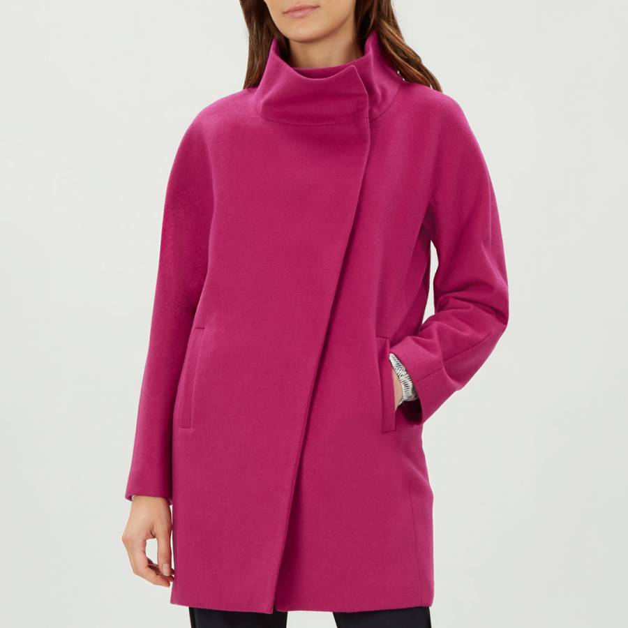 Pink Wool Blend Cocoon Coat - BrandAlley