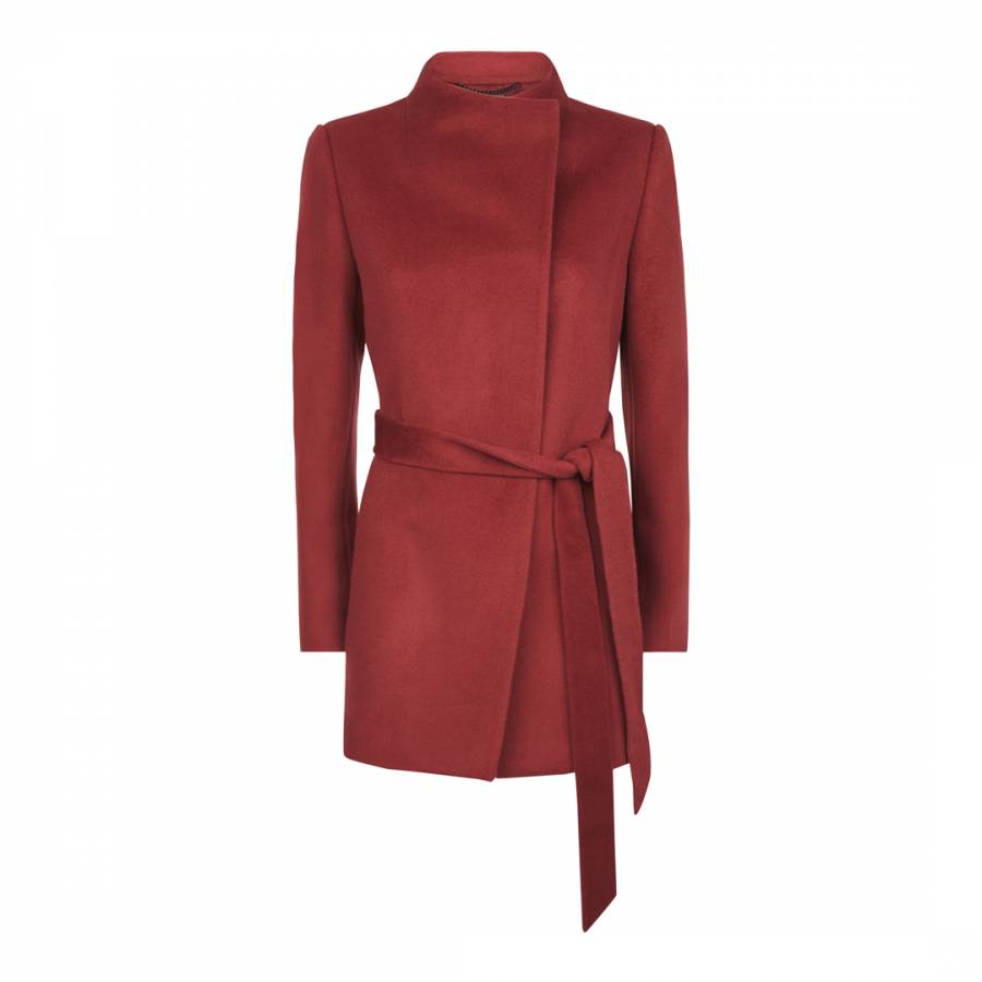 funnel collar belted coat