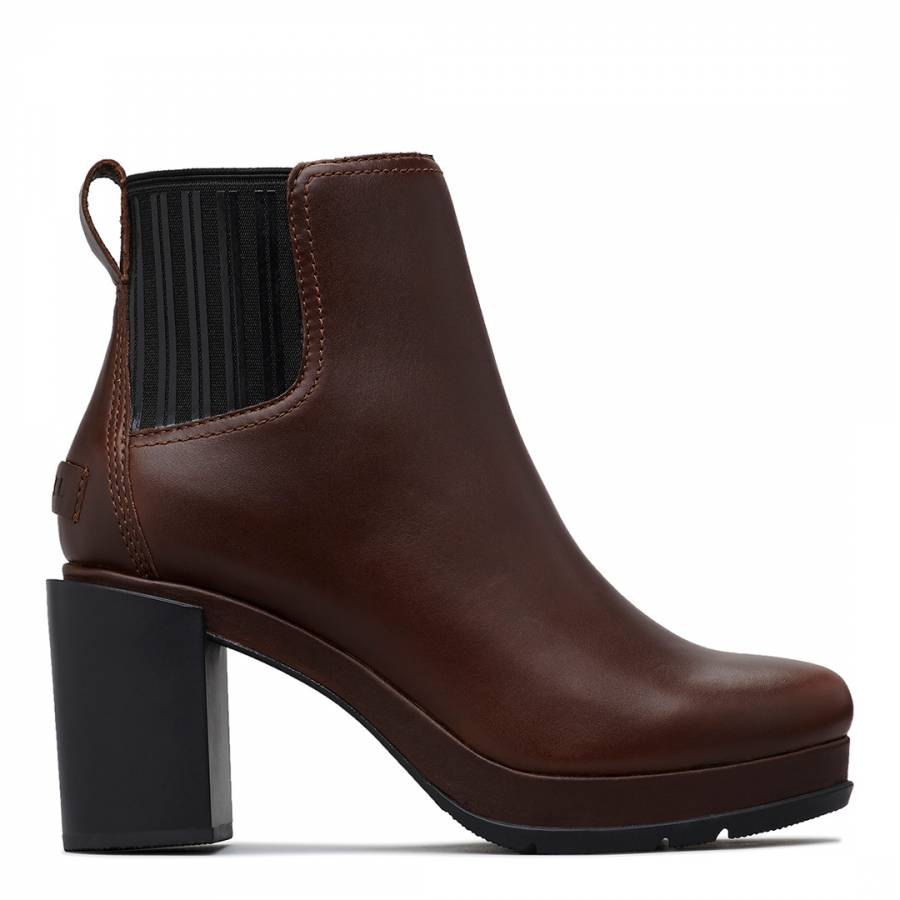 Chocolate Brown Leather Margo Heeled Chelsea Boots - BrandAlley