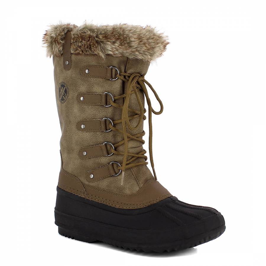 Beige Aude Faux Fur Cuff Winter Boots - BrandAlley