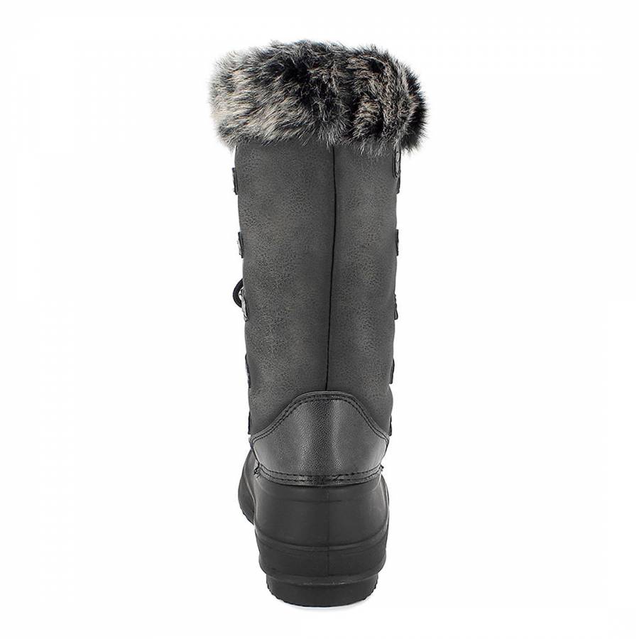 Grey Aude Faux Fur Cuff Winter Boots - BrandAlley