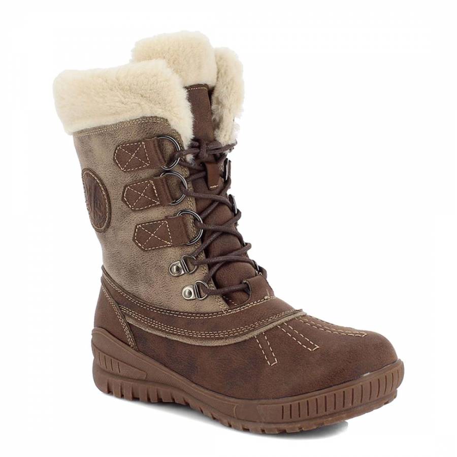 Brown Chloe Faux Fur Cuff Winter Boots - BrandAlley
