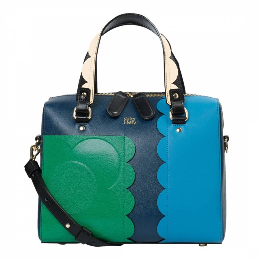 Blue Green Giant Scallop Leather Cicely Bag - BrandAlley