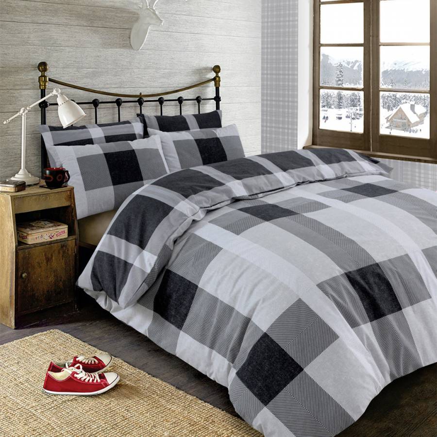 Dreamscene Denim Check Duvet Cover With Pillowcase Tartan Bedding