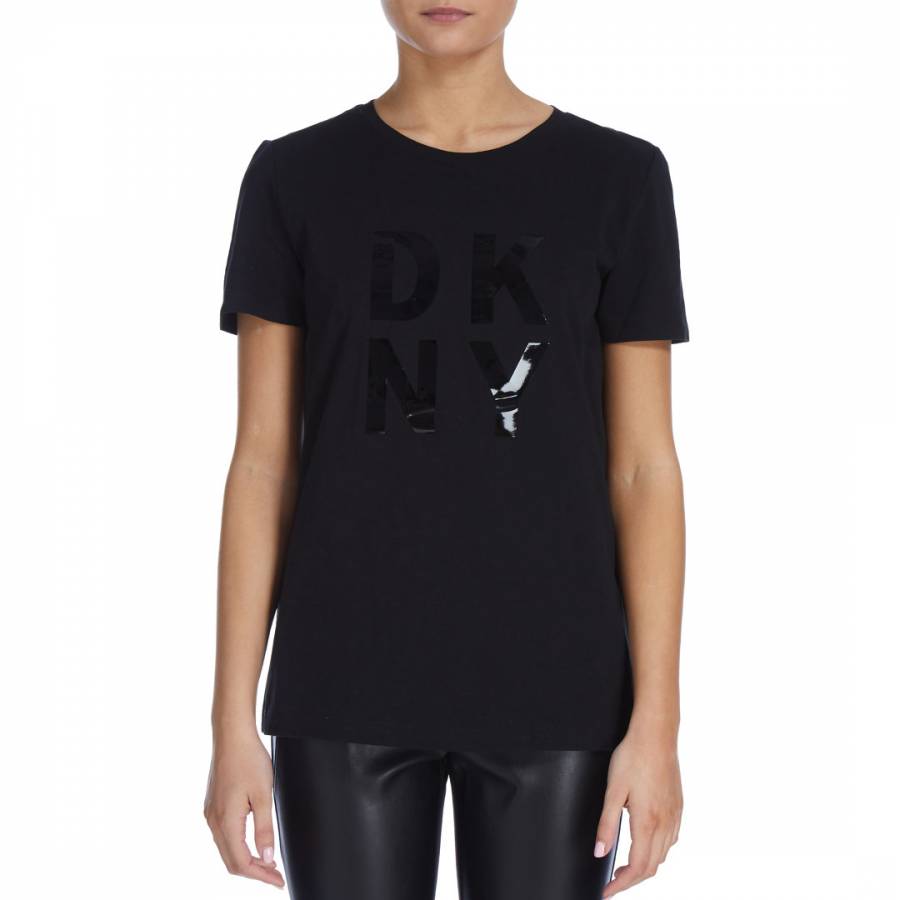 Black Shine Logo Cotton T-Shirt - BrandAlley