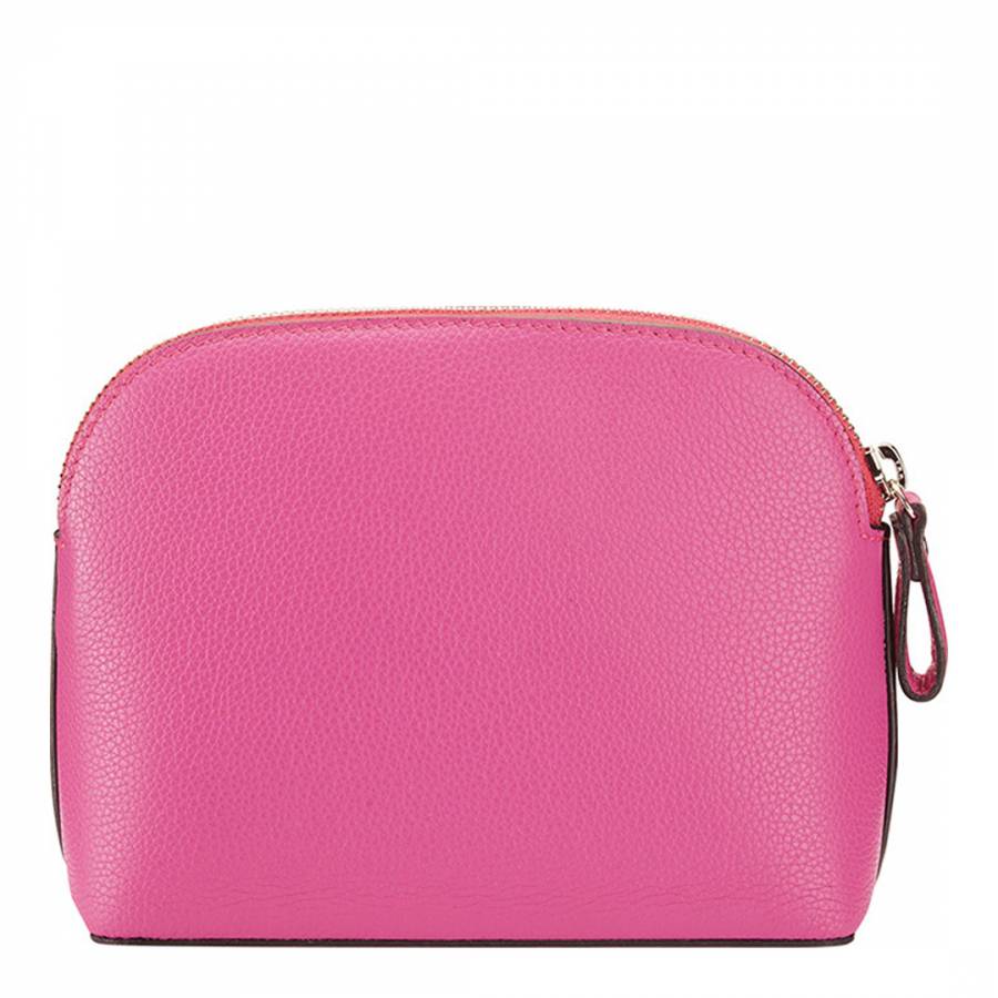 Bright Pink Leather Cosmetic Bag - BrandAlley