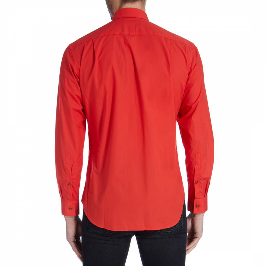 Red Classic Cutaway Cotton Shirt - BrandAlley