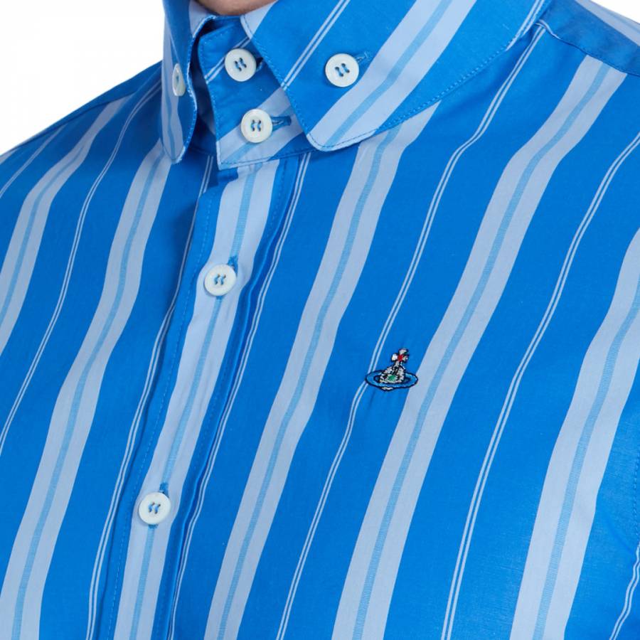 Blue Stripes Two Button Krall Cotton Shirt - BrandAlley