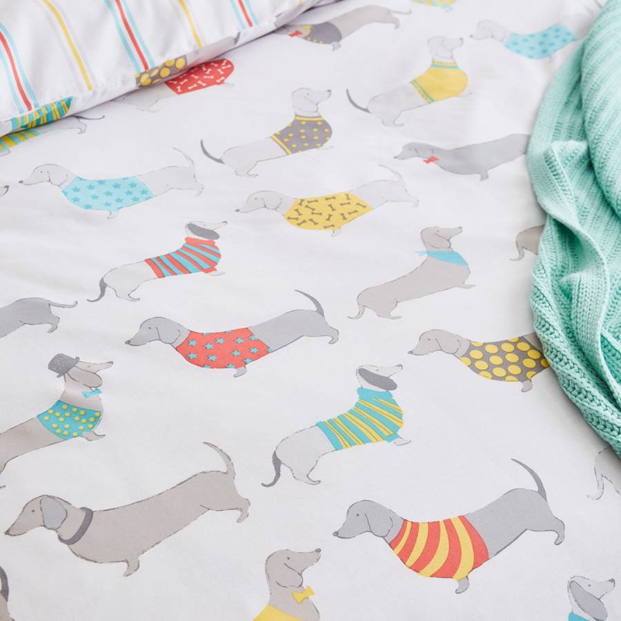Silly Sausage Dog Double Duvet Cover Set - BrandAlley