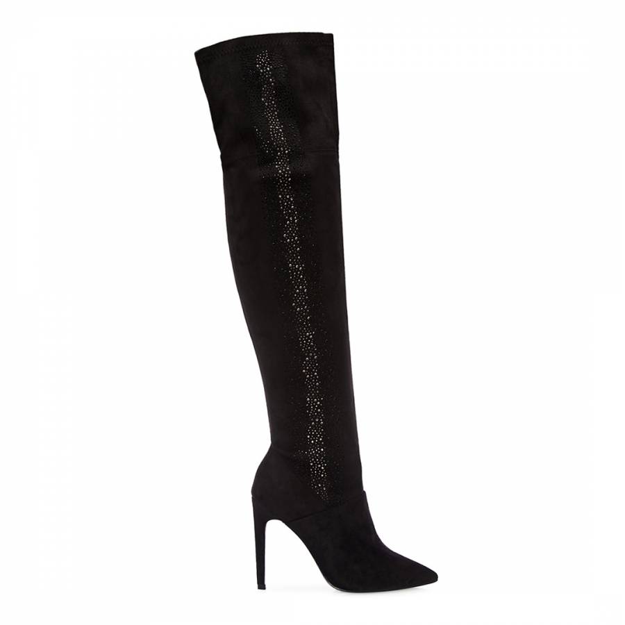 Black Suede Youla Long Boots - BrandAlley