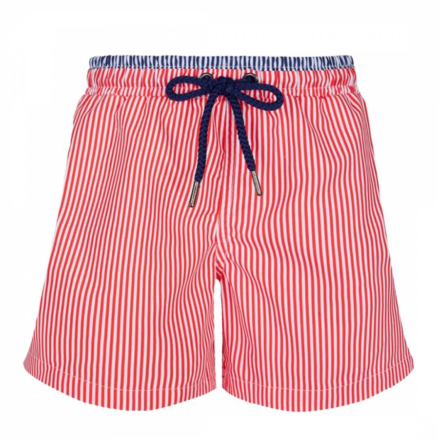 Boys Red and White Stripe Swim Short - BrandAlley