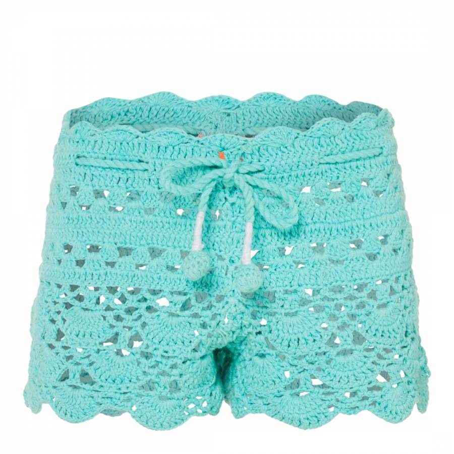 Girls Frozen Aqua Crochet Shorts - BrandAlley
