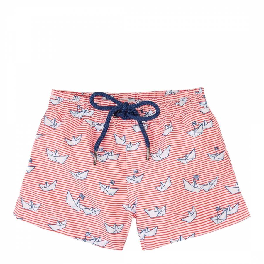 Baby Boys Red and White Striped Paper Boat Swim Short - BrandAlley