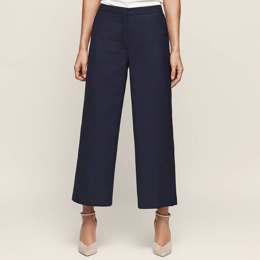 Navy Faulkner Cropped Trousers - BrandAlley
