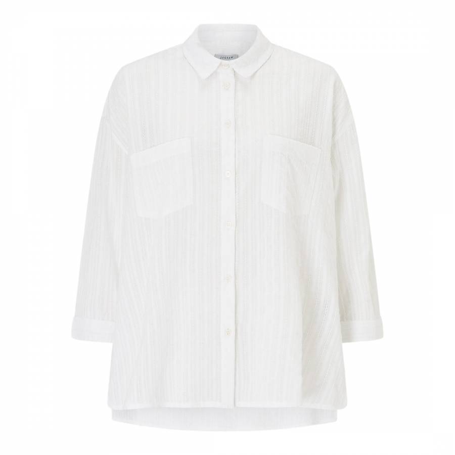 White Embroidered Stripe Shirt - BrandAlley