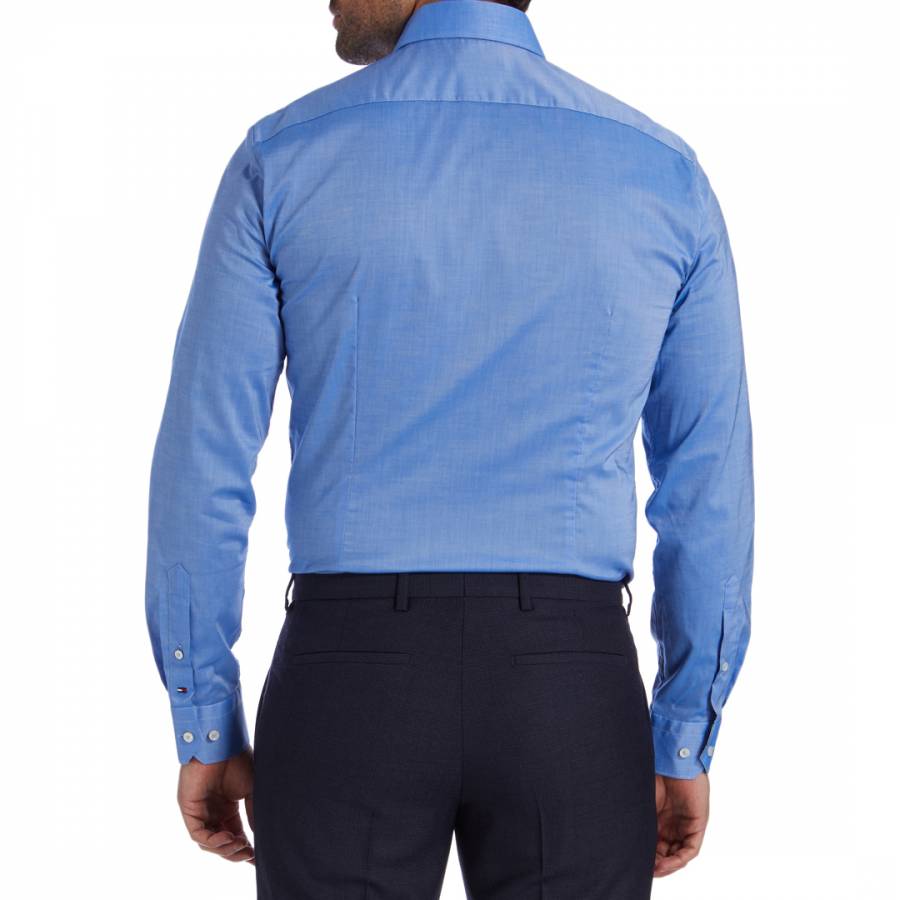 Blue Slim Fit Cotton Shirt with Printed Lining - BrandAlley