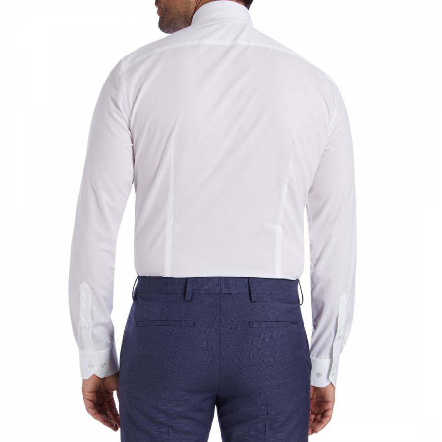 White Stretch Print Classic Slim Shirt - BrandAlley