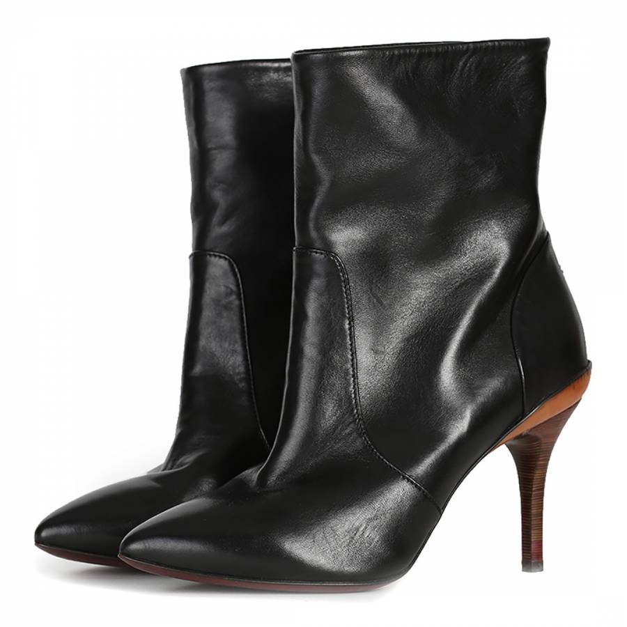 Black Leather Pandoro Ankle Boots - BrandAlley
