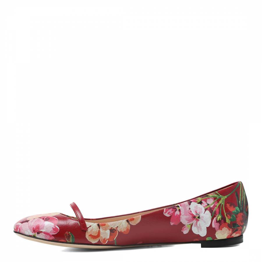 Cerise Leather Shanghai Bloom's Mary Jane Flats - BrandAlley