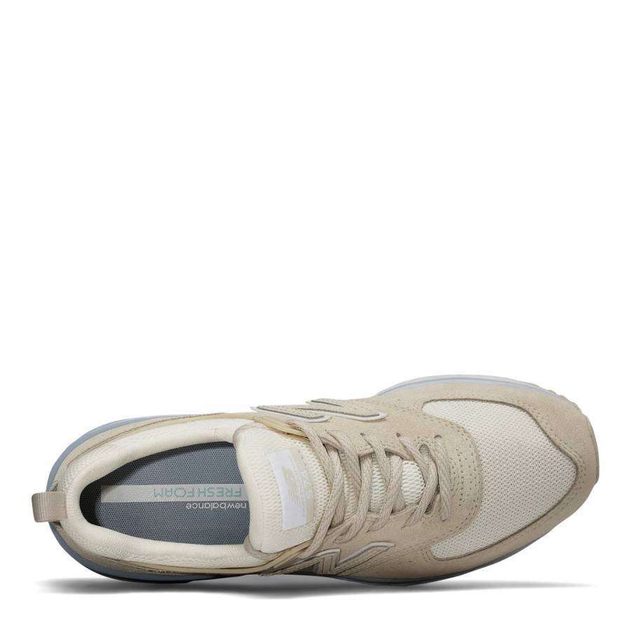Cream Suede & Mesh 574 Sneakers - BrandAlley