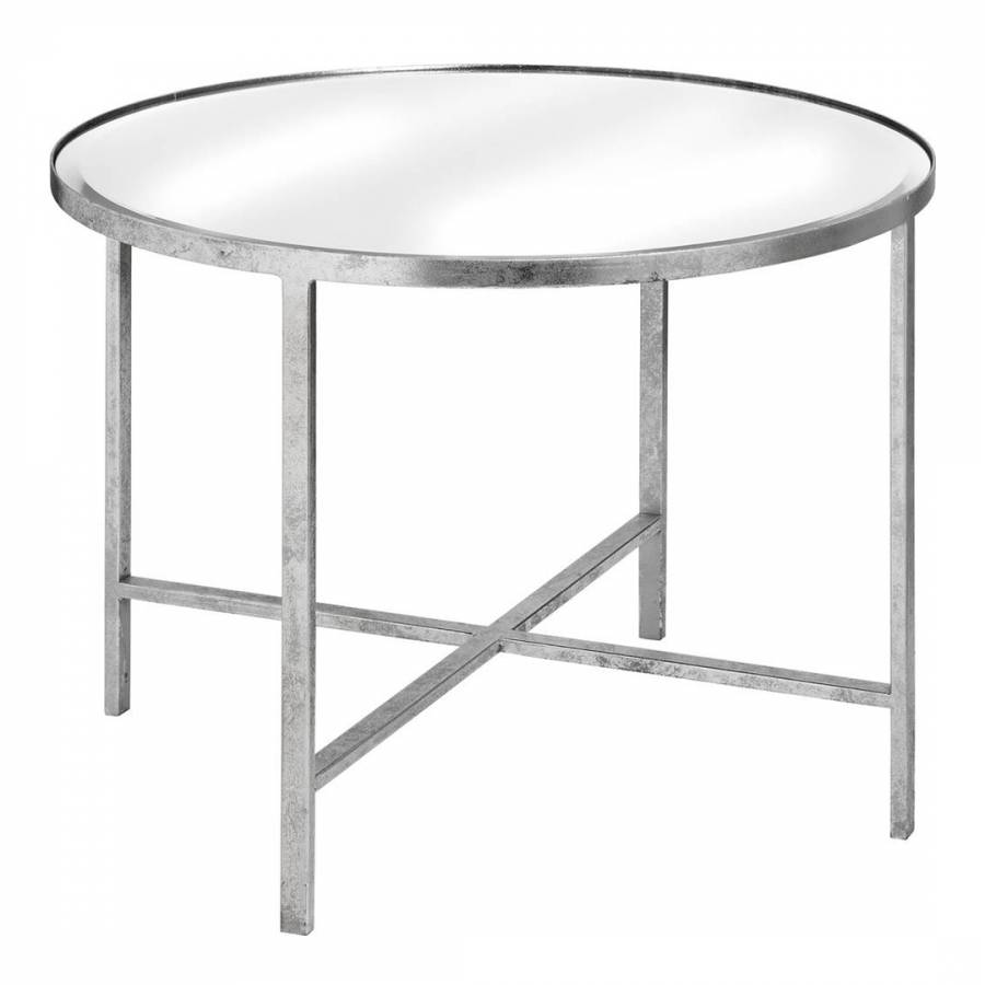 Hill Interiors Large Mirrored Silver Side Table With Cross Detail