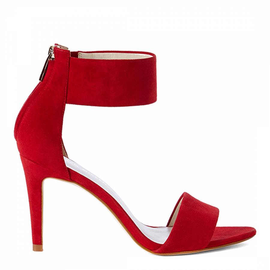 Red Suede Ankle Cuff Sandal - BrandAlley
