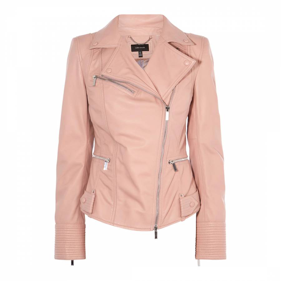 Pale Pink Leather Jacket - BrandAlley