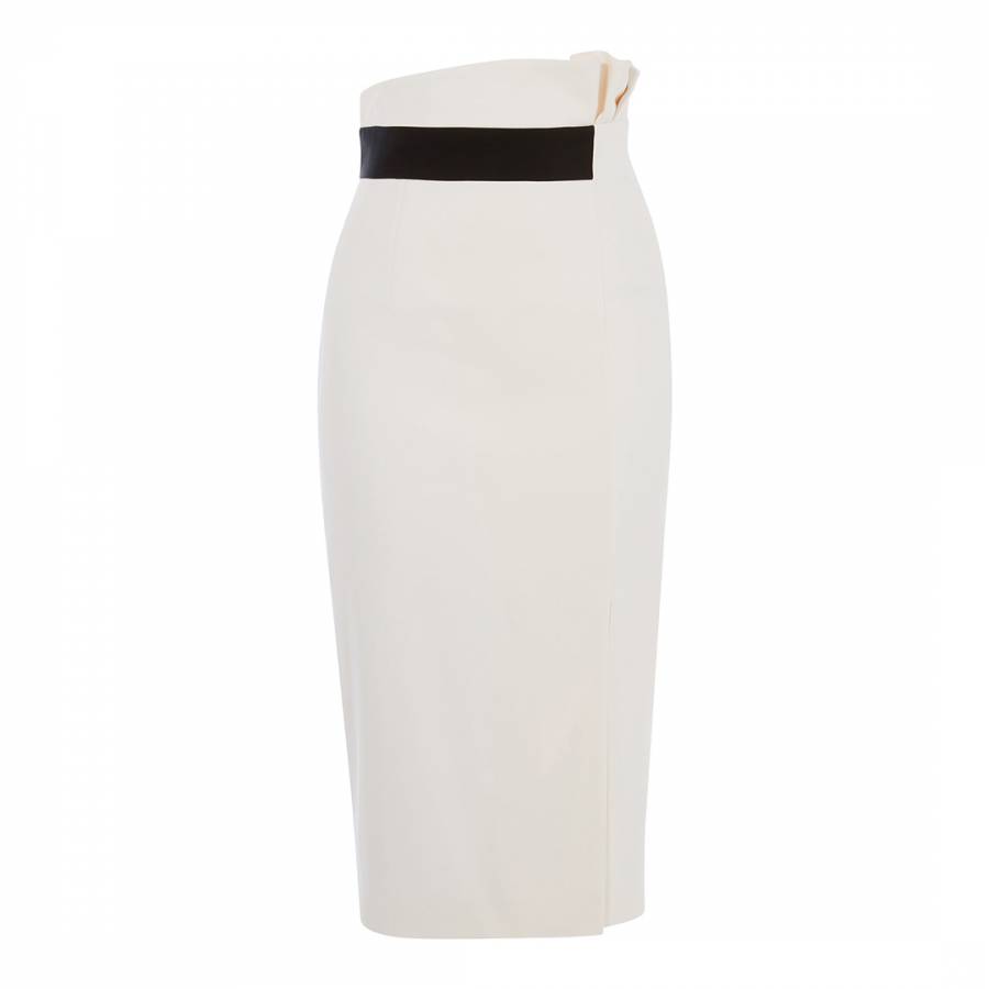 Ivory Ruched Waist Pencil Skirt - BrandAlley
