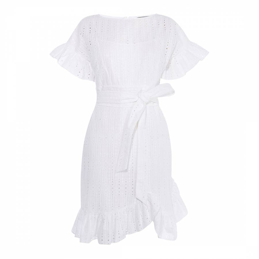 White Voile Ruffle Cotton Dress - BrandAlley