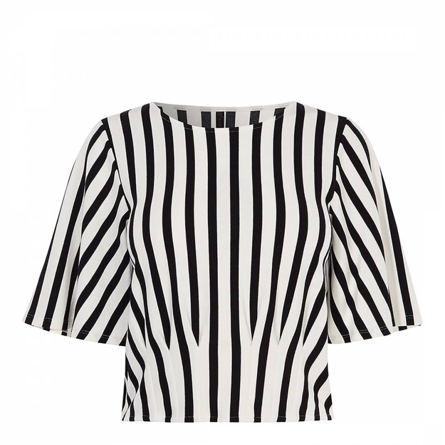 Black/White Stripe Crop Jersey Top - BrandAlley