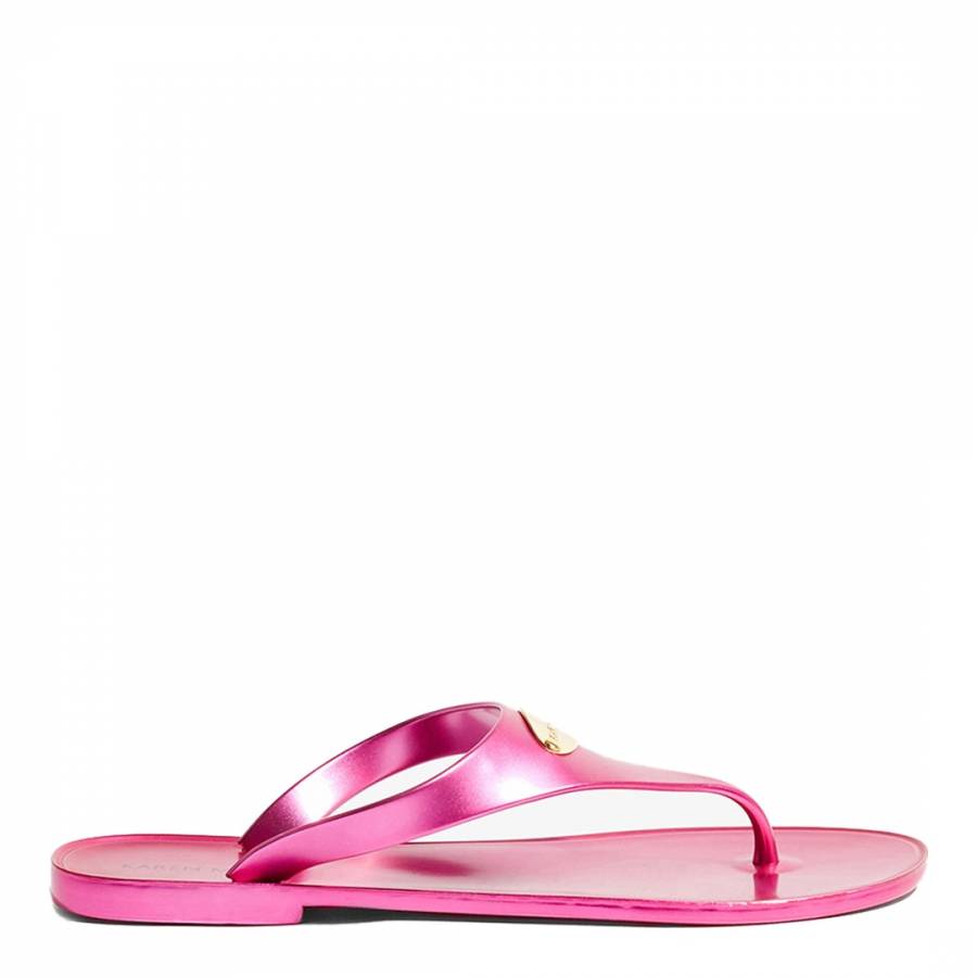 Pink Metallic Jelly Flip Flops - BrandAlley