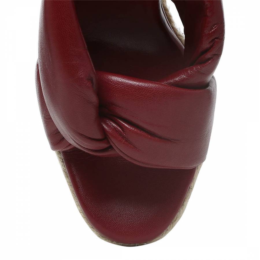 Dark Ruby Leather Nori Wedge Espadrille Sandals - BrandAlley
