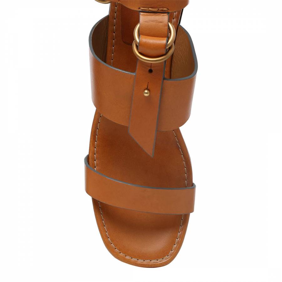 Cognac Brown Leather Kingsley Heeled Sandals - BrandAlley
