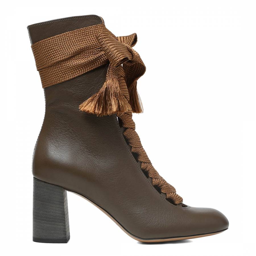 Brown Leather Harper Ankle Boots 