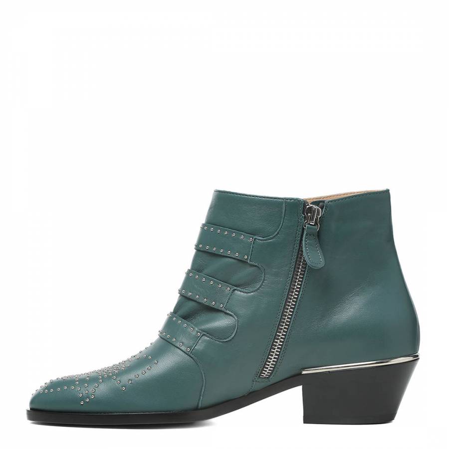 Jasper Green Leather Susanna Ankle Boots - BrandAlley