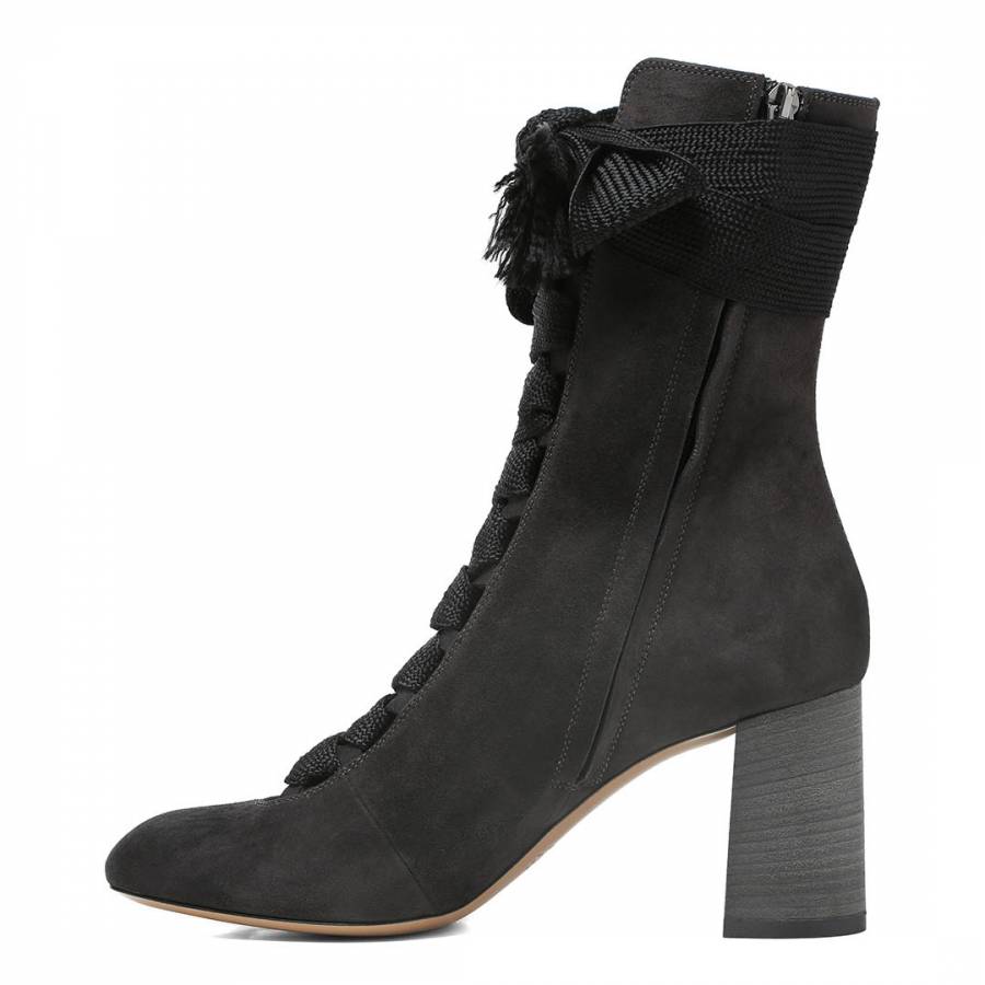 Charcoal Black Suede Harper Ankle Boots - BrandAlley