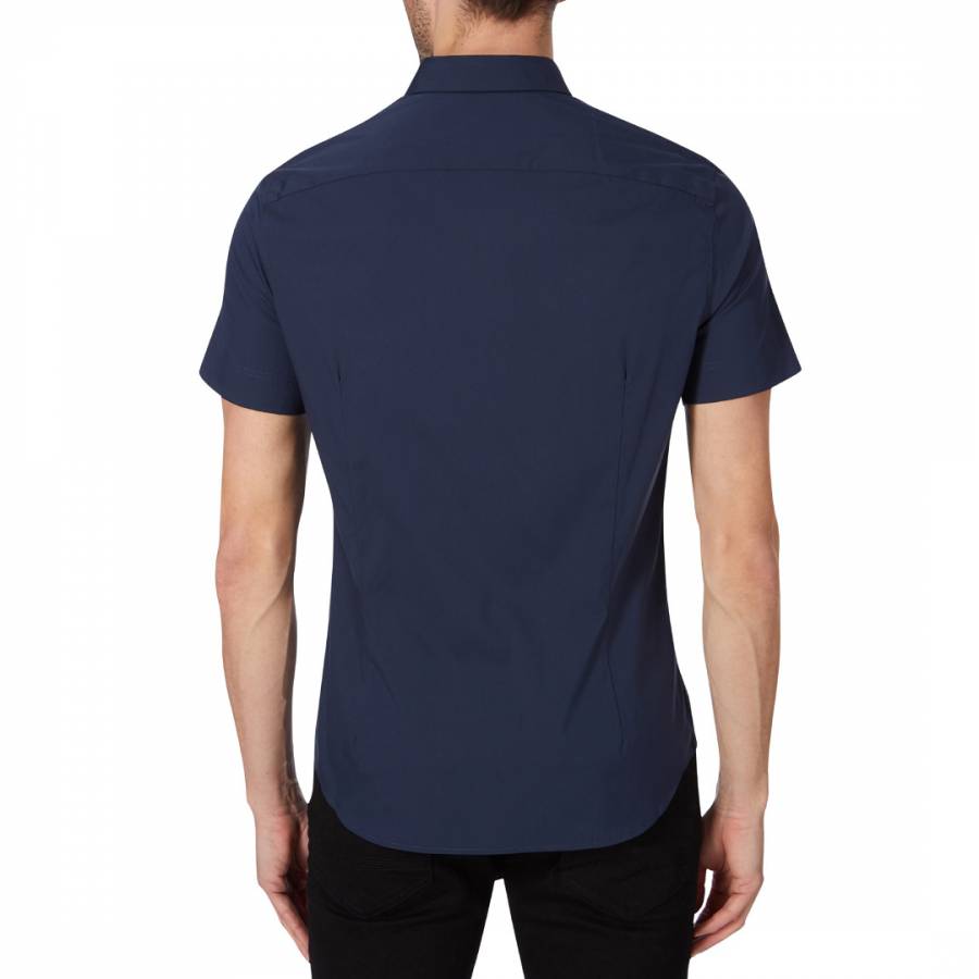 Navy Gilsen Stretch Cotton Shirt - BrandAlley