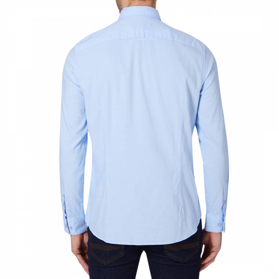 Light Blue Fitted Cotton Oxford Shirt - BrandAlley
