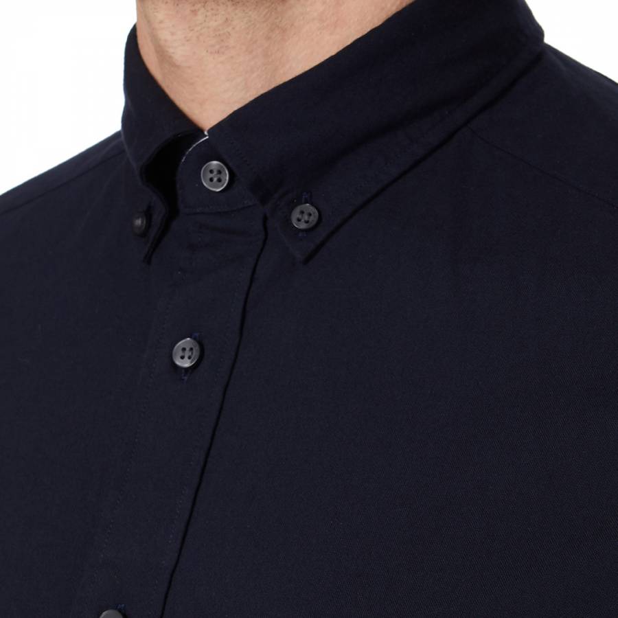 Navy Fitted Cotton Oxford Shirt - BrandAlley